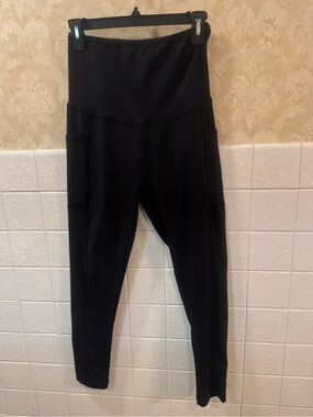 Motherhood | High-Waist Black Maternity/Active Leggings with Side Pockets